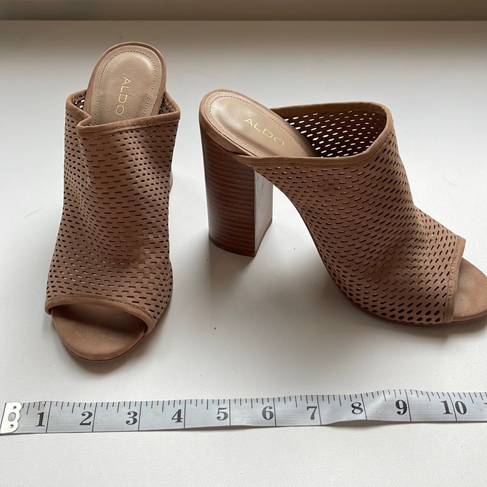 Aldo Neutral Block Heel Slides, Womens 7